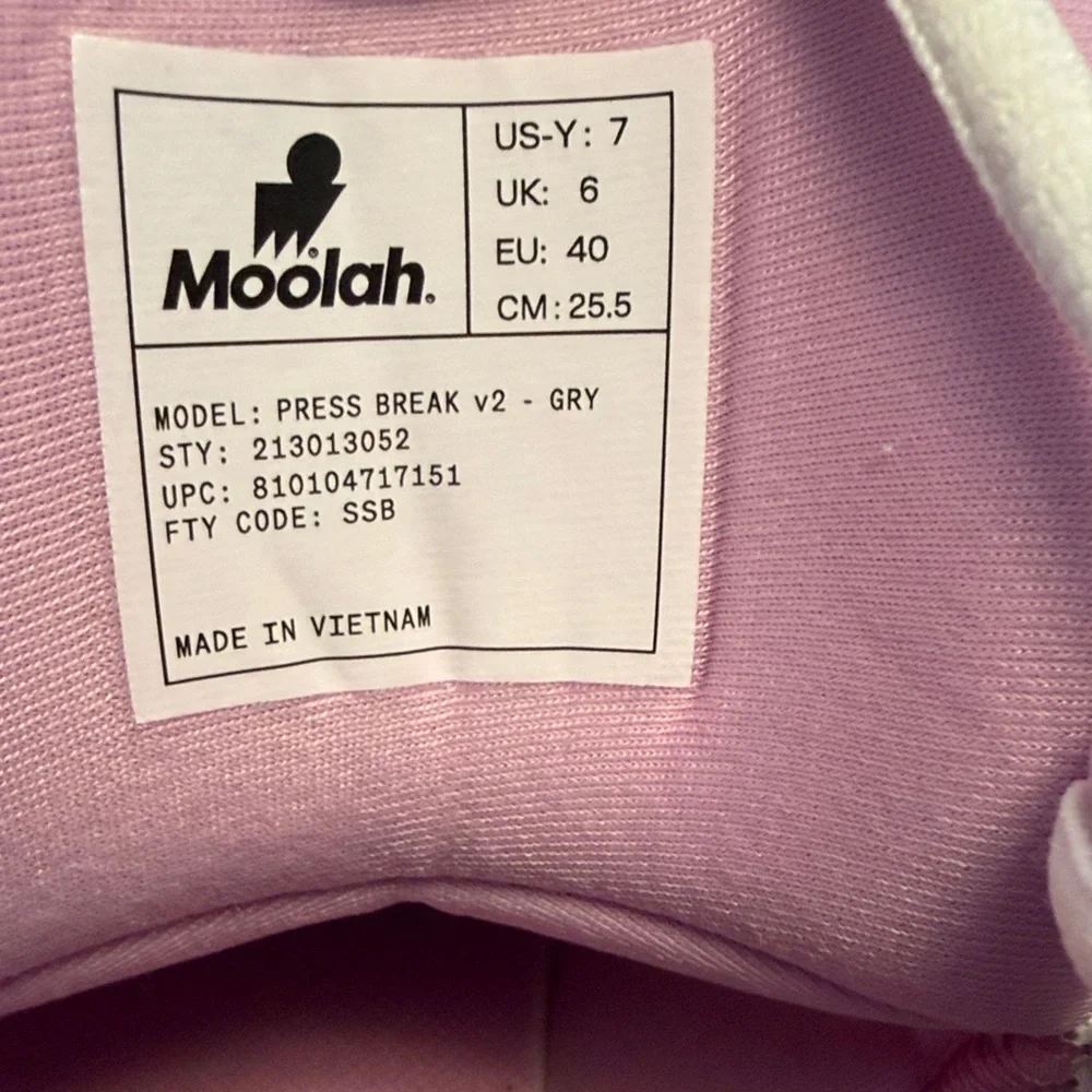 Moolah Grey - Purple Press Break V2 Sneakers youth size 7